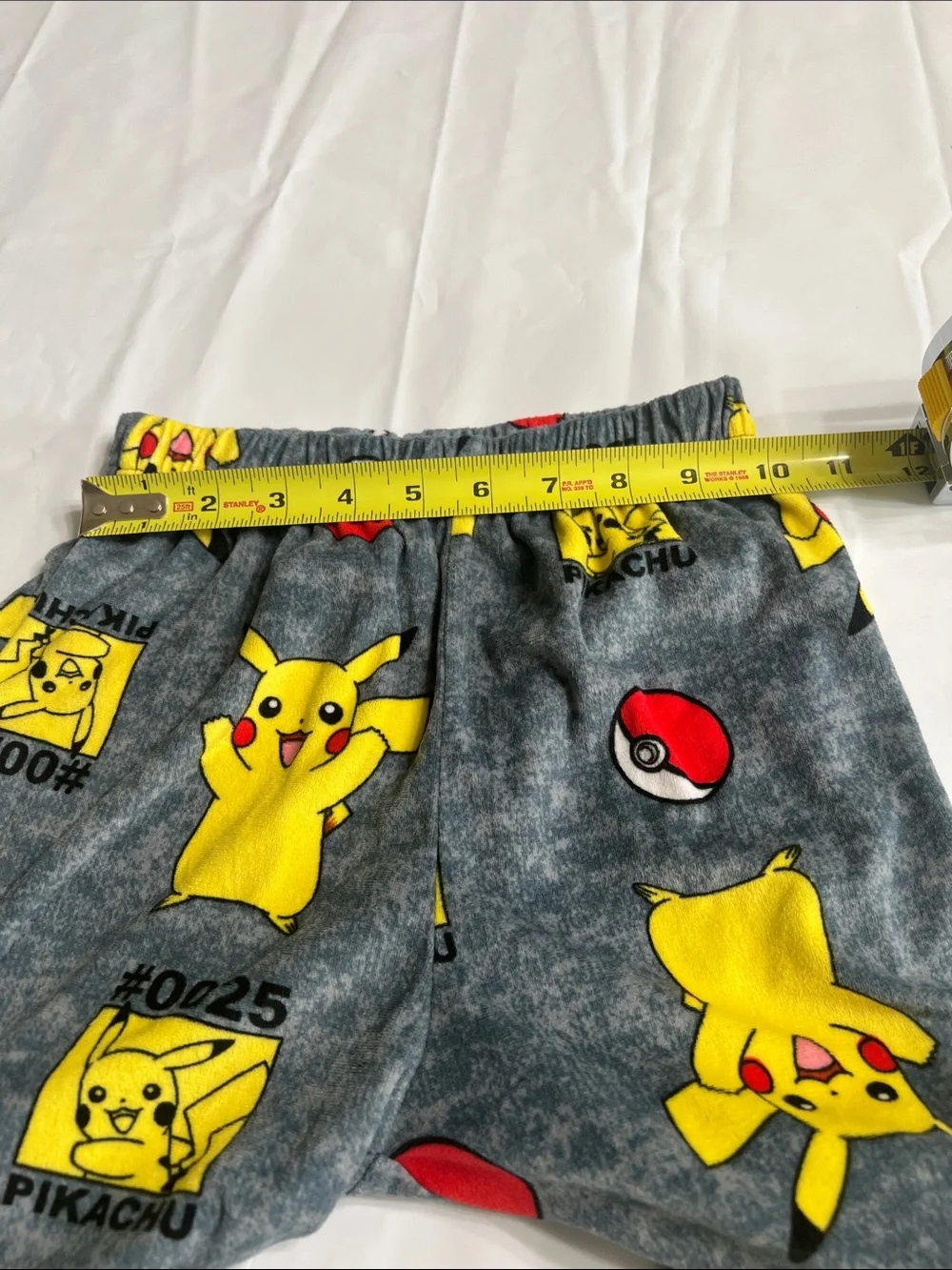 American Apparel Grey Pikachu Fleece Pajama Bottoms with Yellow & Red Print
